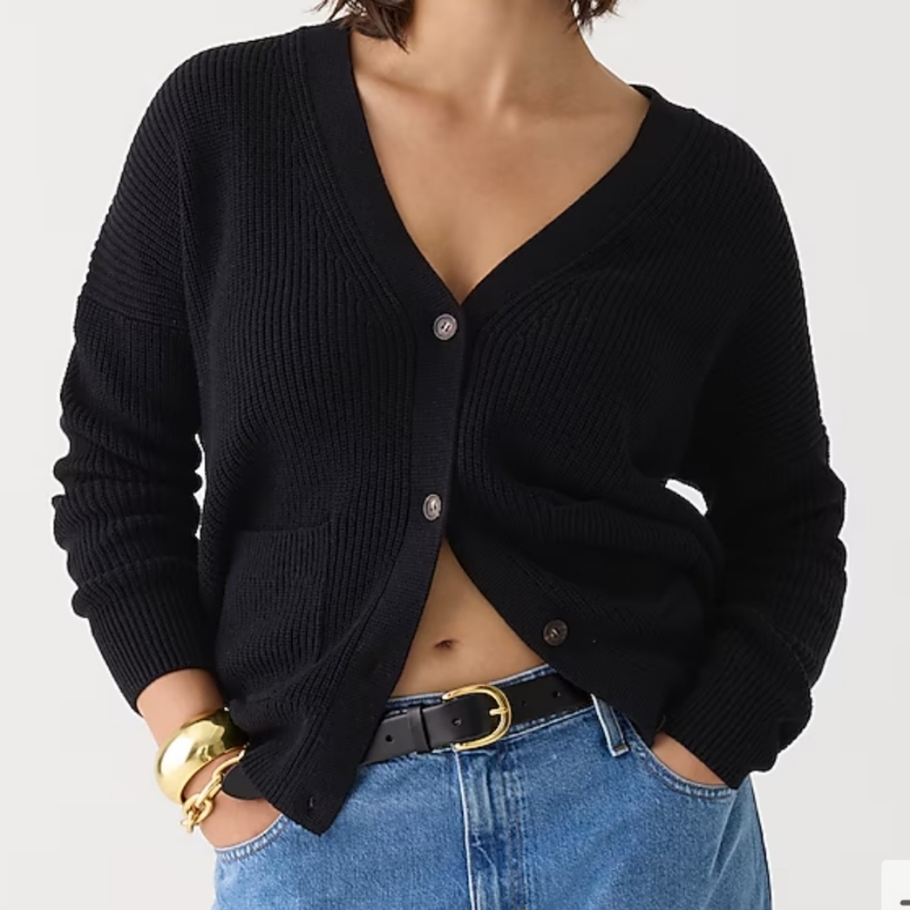 V-neck cotton-blend cardigan sweater